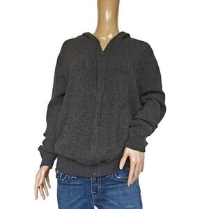 Polo Ralph Lauren 100% Merino Wool Zip Hoodie Sweater L Charcoal Gray
